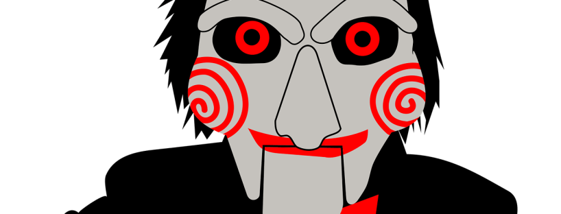 digital illustration of jugsaw, villian from saw movie franchise