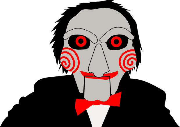digital illustration of jugsaw, villian from saw movie franchise